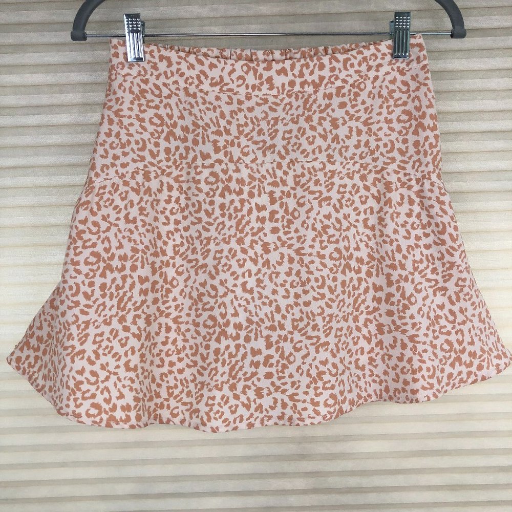 Altar'd State Beachy Coral Rose & Cream Cheetah Print Skort Festival Coachella